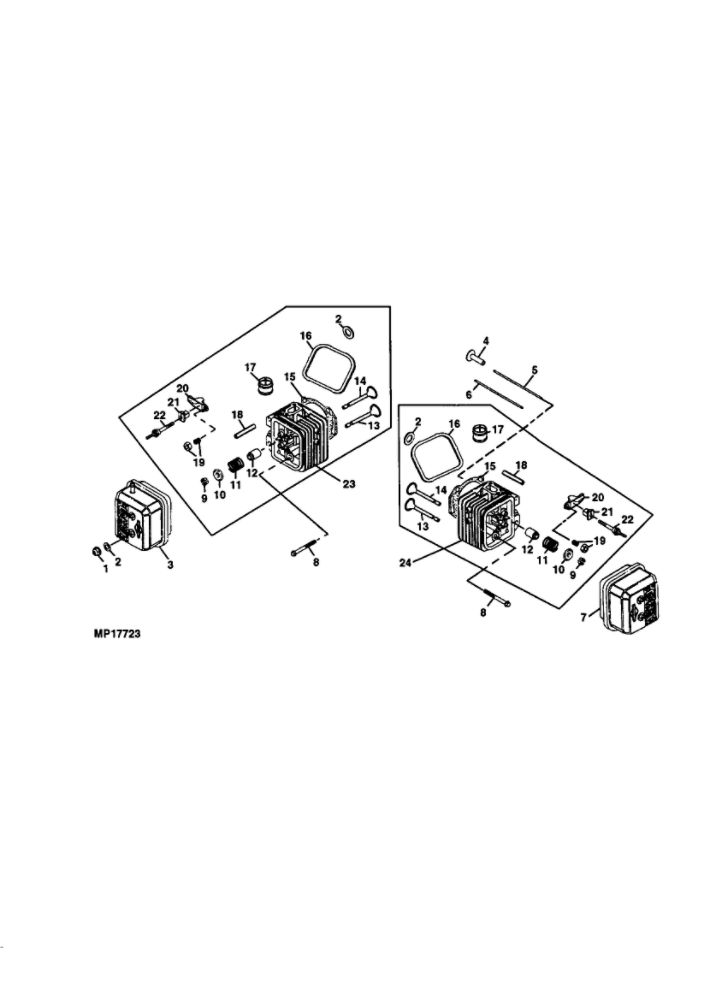 Cylinder Head Diagram and Parts List for 351700-1114  Briggs and Stratton Engine